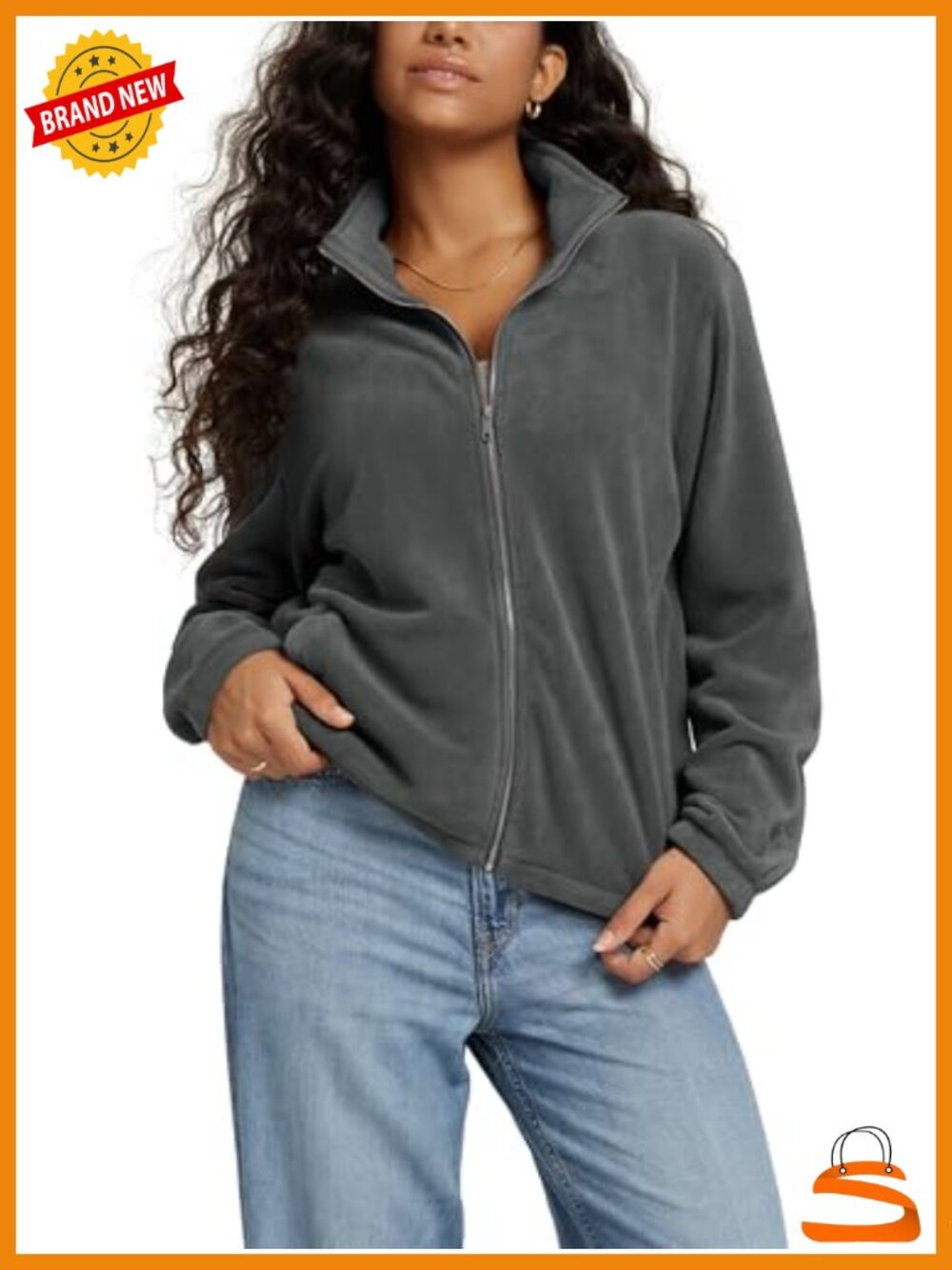Polar Fleece Full-Zip Jacket Soft Warm Winter Outerwear with Pockets